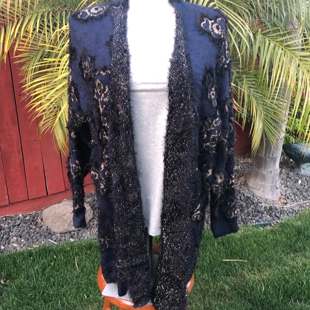 New Blue/Gold size 26/28 Furry Sweater Lane Bryant
